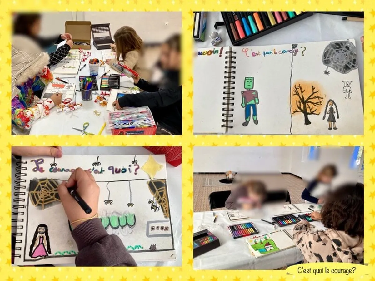 Photos de l’atelier « Qu’est-ce que ça veut dire, être courageux ? », novembre-décembre 2025