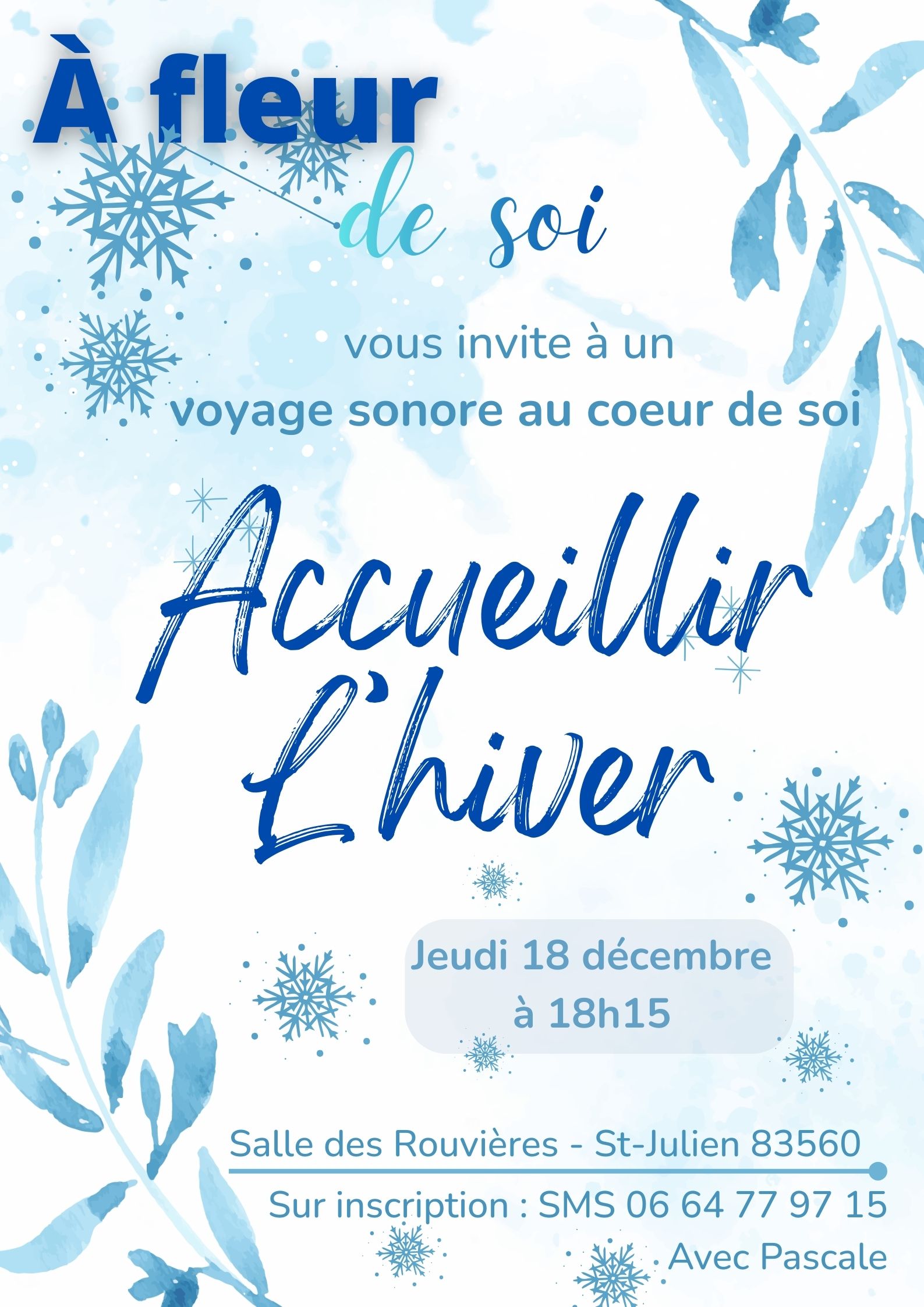 Affiche annonçant le voyage sonore « Accueillir l’hiver — Voyage sonore », décembre 2025